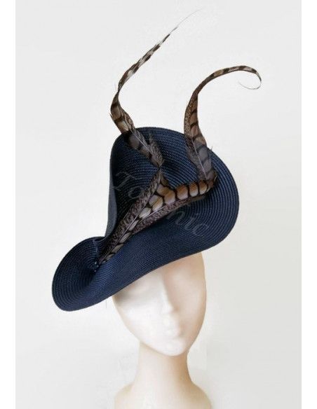 Tocado azul marino con plumas - Pamelas y Tocados para madrinas - 5 Tocado azul marino con plumas - Pamelas y Tocados para madrinas - 5