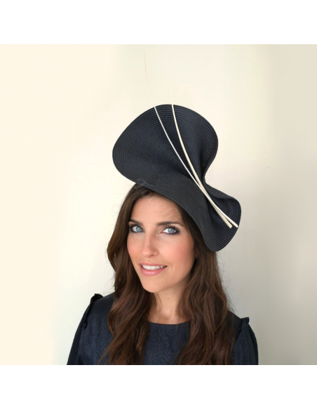 White and Navy blue fascinator - Wedding hats for women - 2 White and Navy blue fascinator - Wedding hats for women - 2