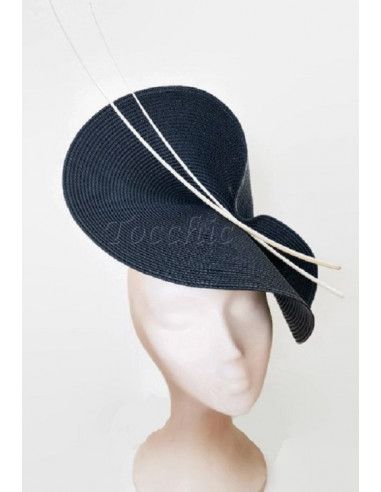White and Navy blue fascinator - Wedding hats for women - 5