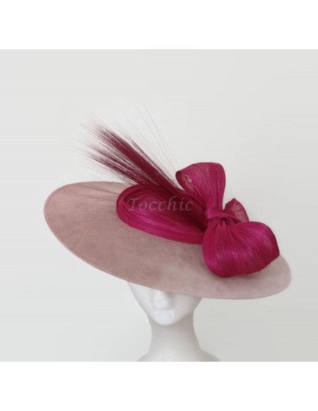 Elegant Pink wedding hat of suede - Wedding hats for women - 2