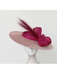 Elegant Pink wedding hat of suede - Wedding hats for women - 2 2