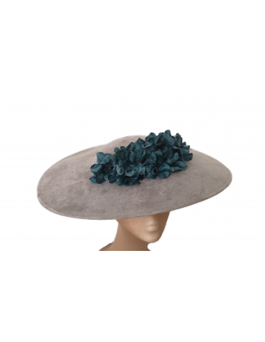 Grey special occasion hat with flowers - Wedding hats for women - 2