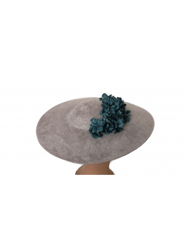 Grey special occasion hat with flowers - Wedding hats for women - 3