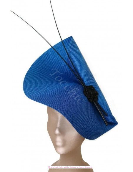Elegante Tocado azul añil y negro con plumas - Sombreros y Tocados para bodas de mañana - 2