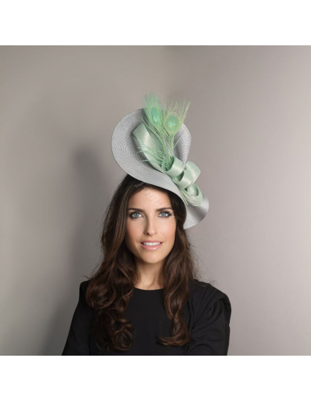 Tocado madrina de boda gris y verde agua - Pamelas y Tocados para madrinas - 4 Tocado madrina de boda gris y verde agua - Pamelas y Tocados para madrinas - 4