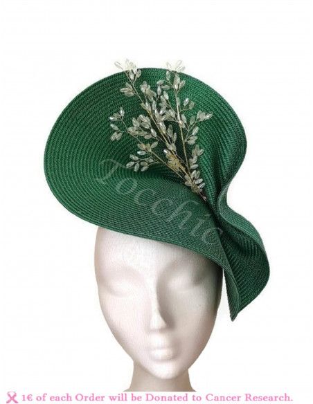 Green and gold woman fascinator - Wedding hats for women - 2 Green and gold woman fascinator - Wedding hats for women - 2