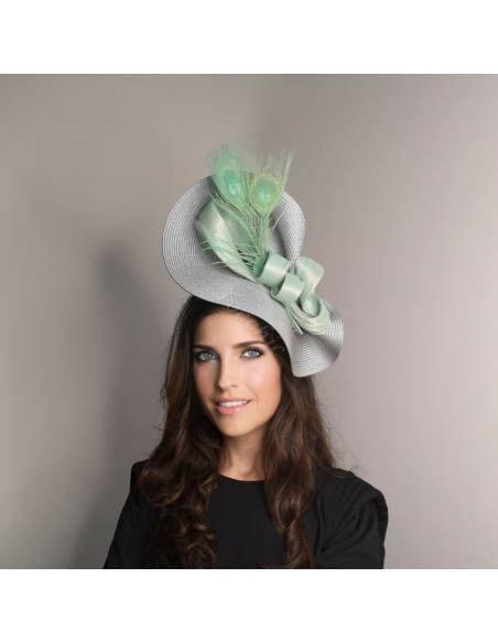 Tocado madrina de boda gris y verde agua - Pamelas y Tocados para madrinas - 5 Tocado madrina de boda gris y verde agua - Pamelas y Tocados para madrinas - 5
