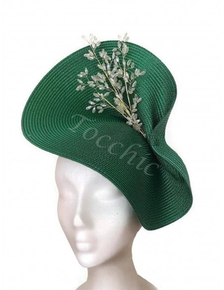 Tocado verde esmeralda y dorado de boda - Pamelas y Tocados para madrinas - 6 Tocado verde esmeralda y dorado de boda - Pamelas y Tocados para madrinas - 6