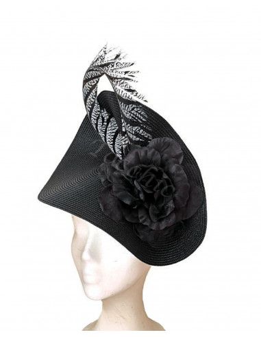 Tocado negro para boda de mañana - Pamelas y Tocados para madrinas - 3