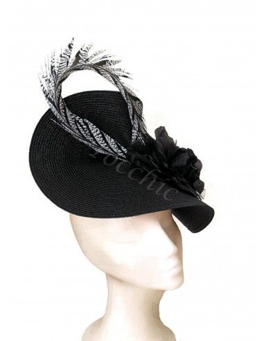 Tocado negro para boda de mañana - Pamelas y Tocados para madrinas - 6