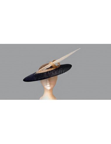 Navy blue and Cream women derby hat - Wedding hats for women - 3