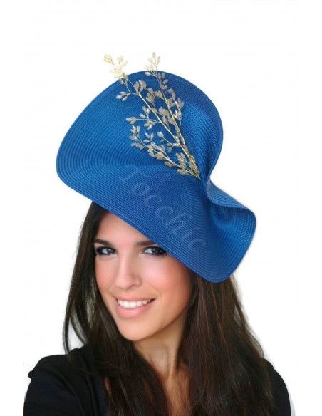 Tocado azul añil y dorado - Pamelas y Tocados para madrinas - 1