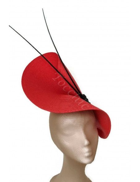Elegante Tocado negro y rojo invitada perfecta - Pamelas y Tocados para madrinas - 4 Elegante Tocado negro y rojo invitada perfecta - Pamelas y Tocados para madrinas - 4