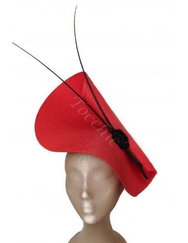 Elegante Tocado negro y rojo invitada perfecta - Pamelas y Tocados para madrinas - 6