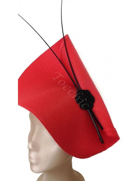 Elegante Tocado negro y rojo invitada perfecta - Pamelas y Tocados para madrinas - 7 Elegante Tocado negro y rojo invitada perfecta - Pamelas y Tocados para madrinas - 7