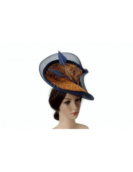 Orange and navy blue hat - Wedding hats for women - 6 Orange and navy blue hat - Wedding hats for women - 6