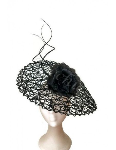 Original Tocado negro de boda - Pamelas y Tocados para madrinas - 1