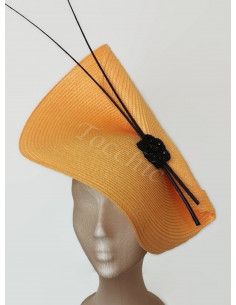 Tocado amarillo mostaza y negro para boda - Pamelas y Tocados para madrinas - 1