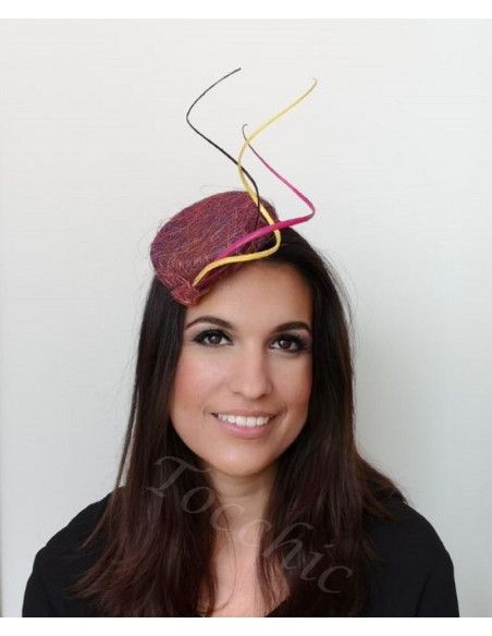 Purple and yellow fascinator - Wedding hats for women - 1