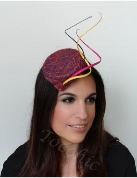Tocado rosa, amarillo y morado - Pamelas y Tocados para madrinas - 2 Tocado rosa, amarillo y morado - Pamelas y Tocados para madrinas - 2