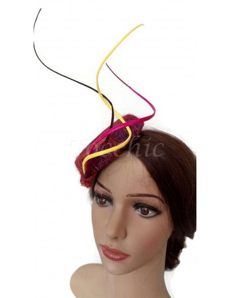 Purple and yellow fascinator - Wedding hats for women - 4