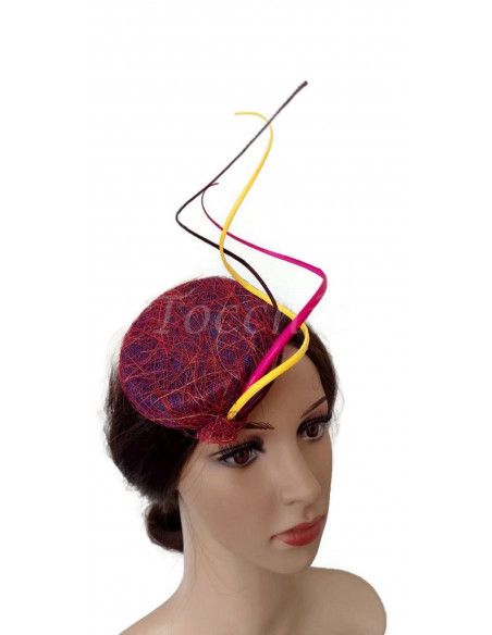 Tocado rosa, amarillo y morado - Pamelas y Tocados para madrinas - 5 Tocado rosa, amarillo y morado - Pamelas y Tocados para madrinas - 5