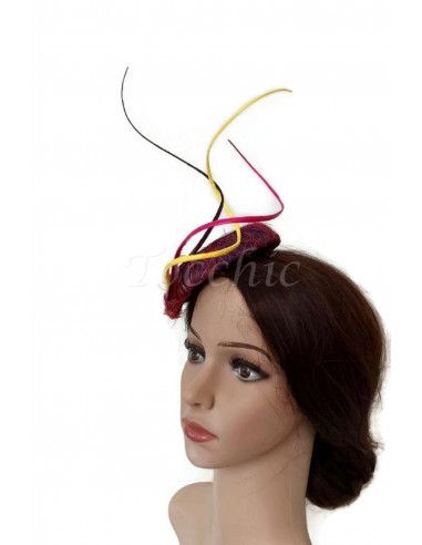 Tocado rosa, amarillo y morado - Pamelas y Tocados para madrinas - 7