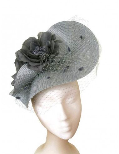 Grey veil fascinator with flowers - Wedding hats for women - 3